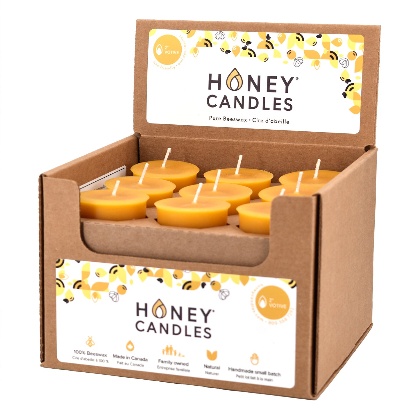 100% Beeswax Votive Candle – Ames Farm Single Source Honey