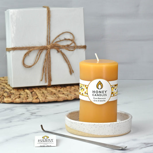 Eek Pottery x Honey Candles Large Pillar Gift Set